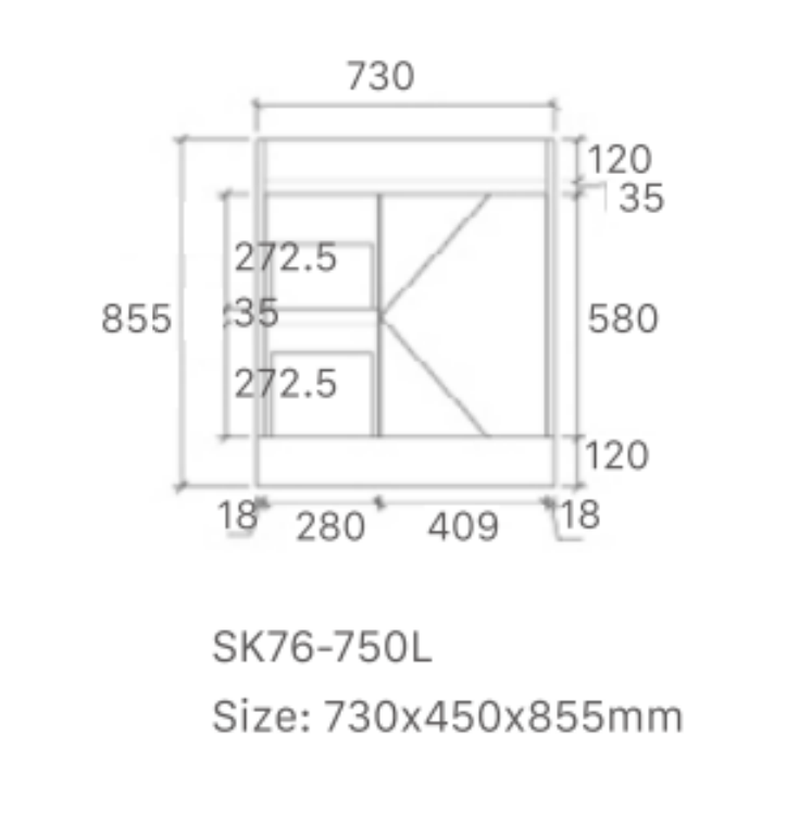 Quinn 750WL Freestanding 460mm Vanity Modern European Design
