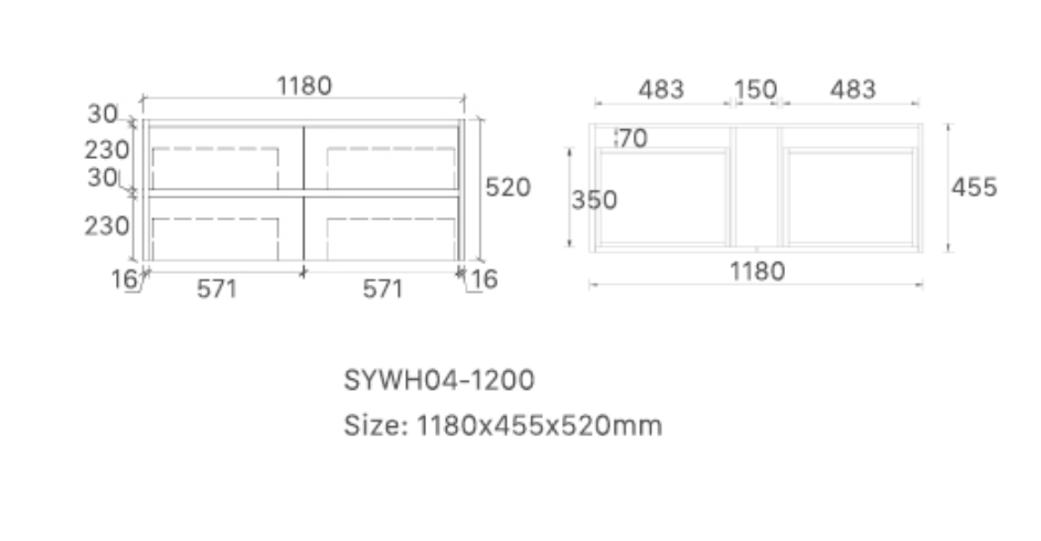 Mina 1200SA1 Wall Hung Vanity