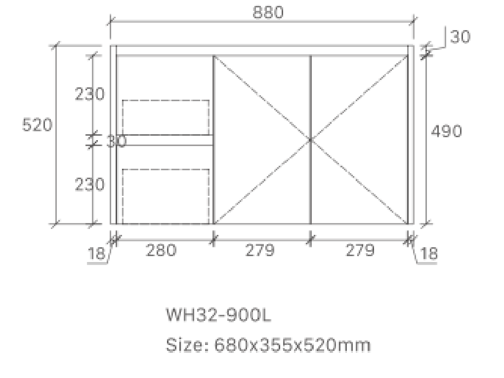 Sierra 900mm Freestanding Vanity with Drawers White Right Hand Draw