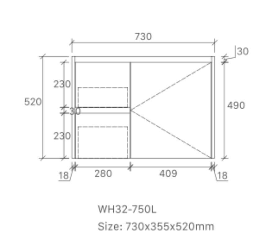 Sierra 750 Wall Hung 360mm  Vanity – Gloss or Matt Finish with Soft Close Drawers