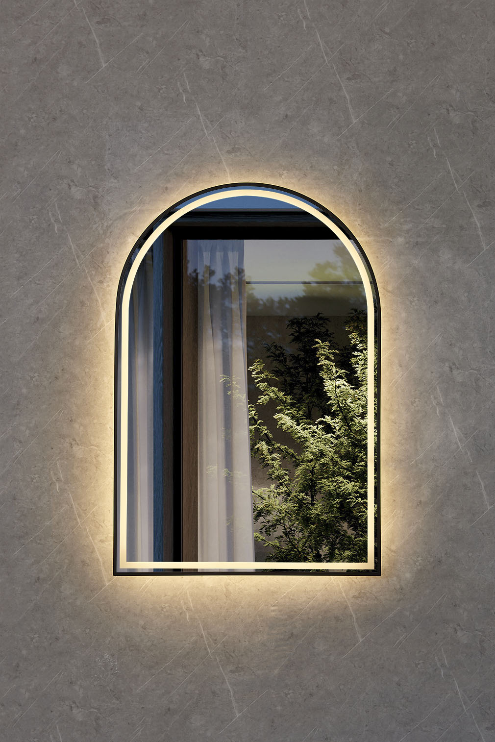 Tasman LED Mirror – Framed Wall-Hung Bathroom Mirror with Backlit Touch Sensor