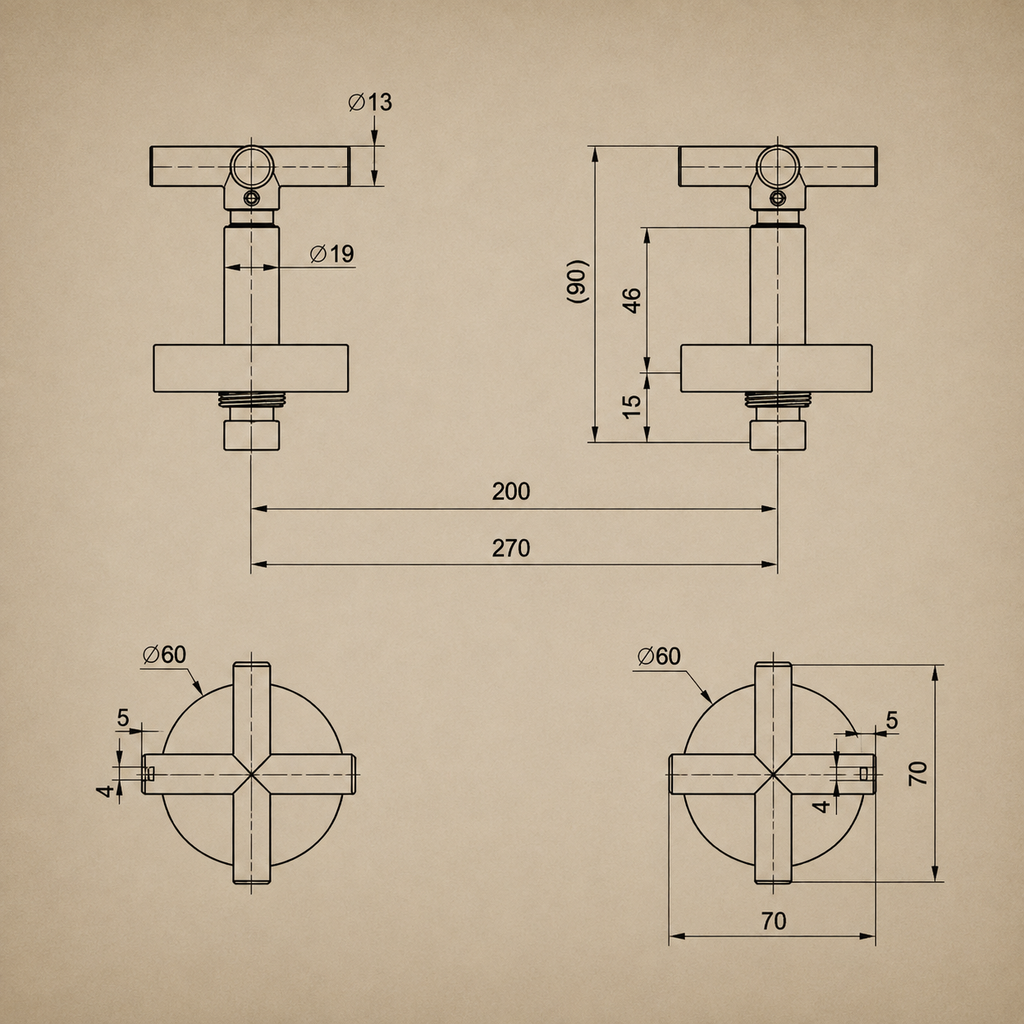 Valencia Brushed Nickel Cross Handle Taps