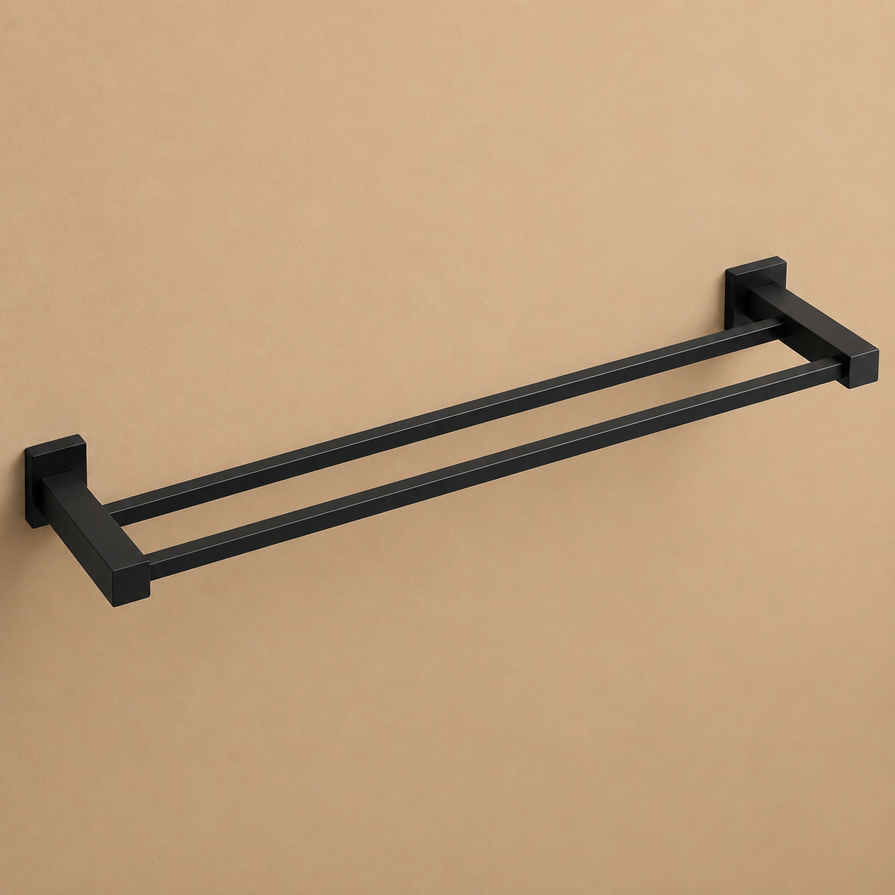 Black Square Double Towel Rail