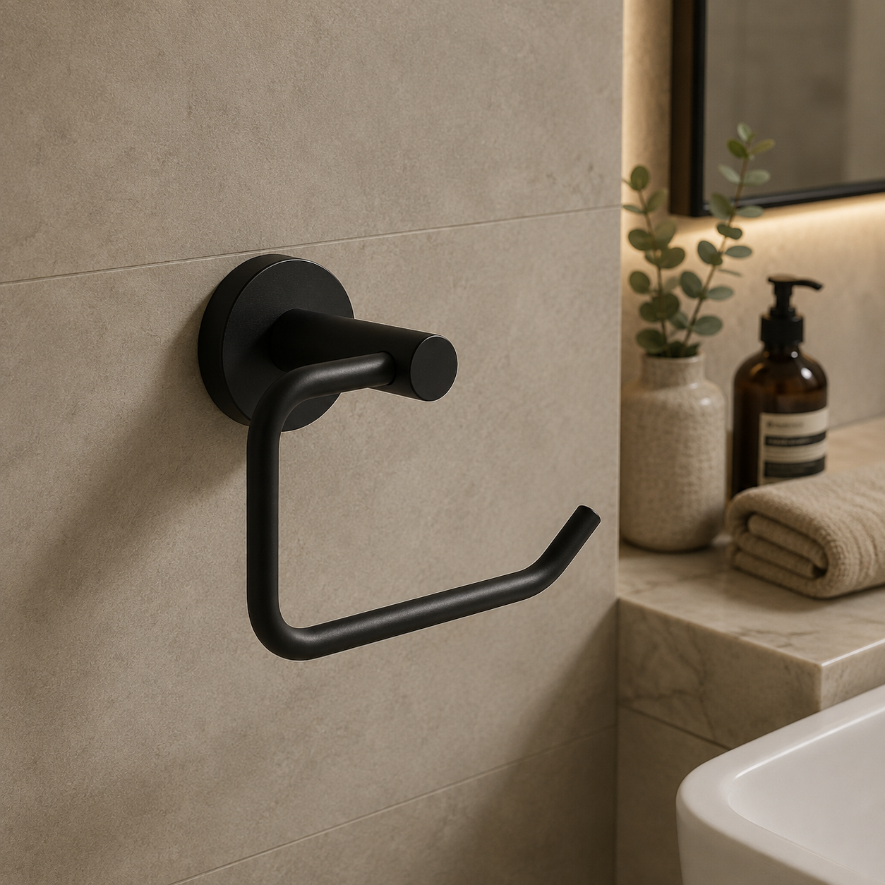 Black Round Toilet Paper Holder