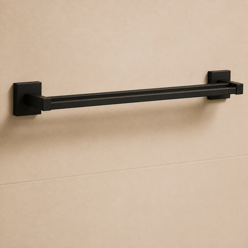 Black Square Double Towel Rail