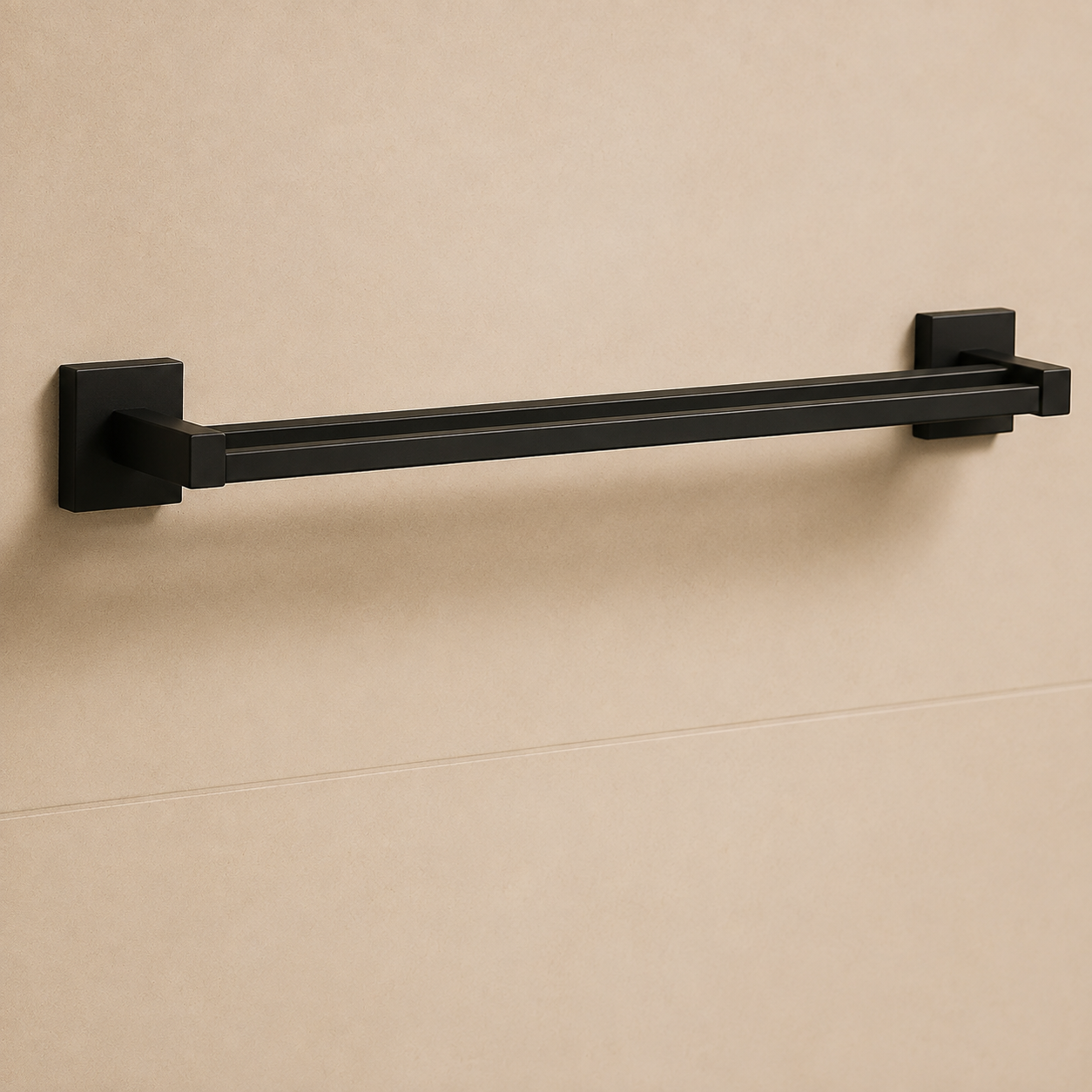 Black Square Double Towel Rail