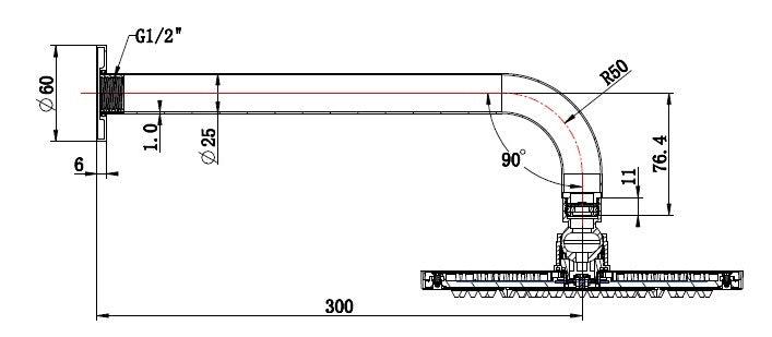 200 Black Round Showerhead On Arm