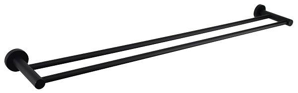 Round Double Towel Rail Black – Modern Bathroom Towel Rack 600mm, 750mm, 900mm Sizes