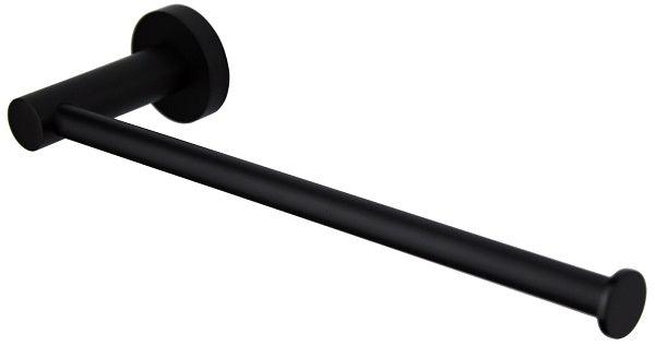 Black Round Towel Ring – Wall-mounted Bar Design, Matte Black Finish for Modern Bathrooms