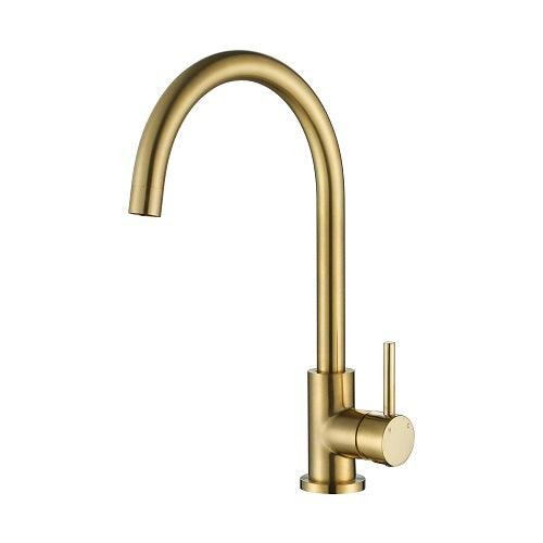 Marbella Brushed Gold Round Kitchen Mixer