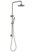 Brushed Nickel Dual Shower with Diverter BNB-305 – 200mm showerhead, handheld shower, and solid brass rail.