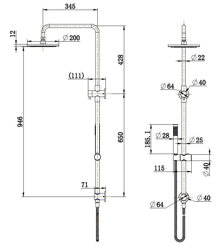 Valencia Brushed Nickel Round Shower Unit