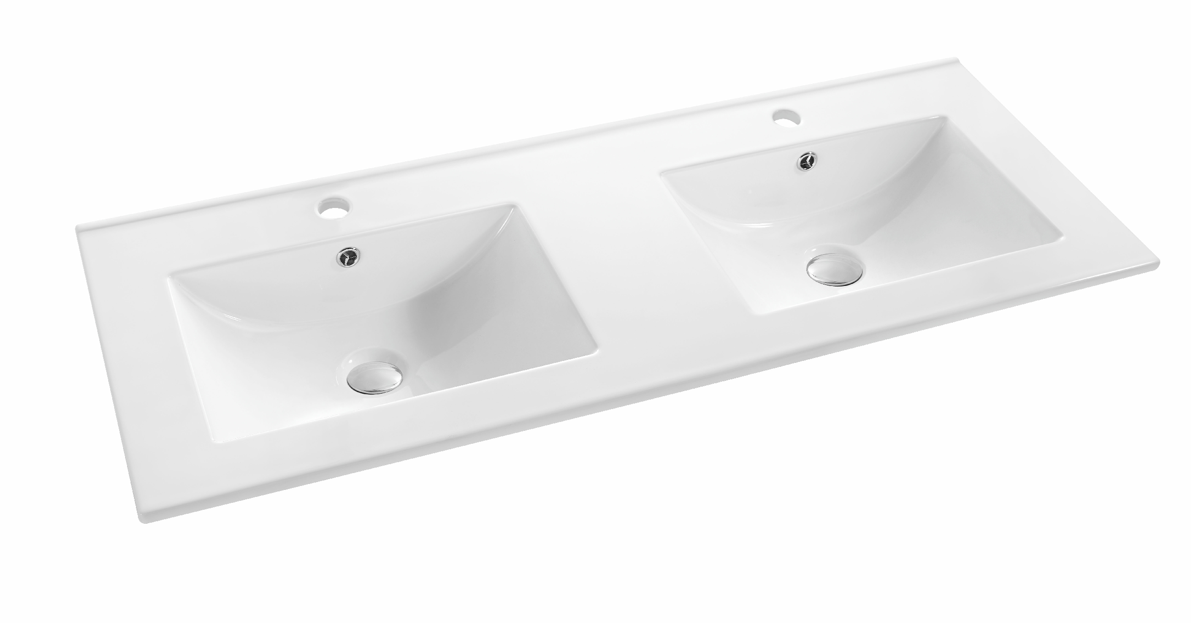 Double Bowl Ceramic Vanity Basin – 1200mm Slimline Top with 1 Tap Hole Per Bowl 1200mmx460mmx200mm