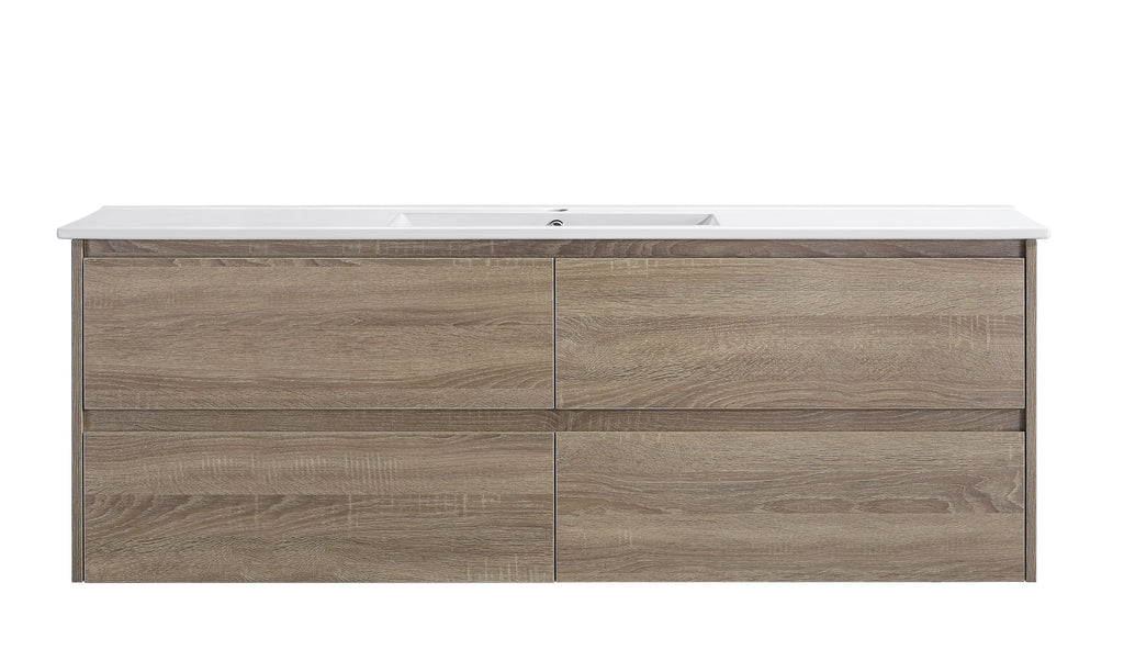 Mina 1500SA1 Wall Hung Vanity 460mm – Timber Look Melamine Finish with Soft Close Drawers