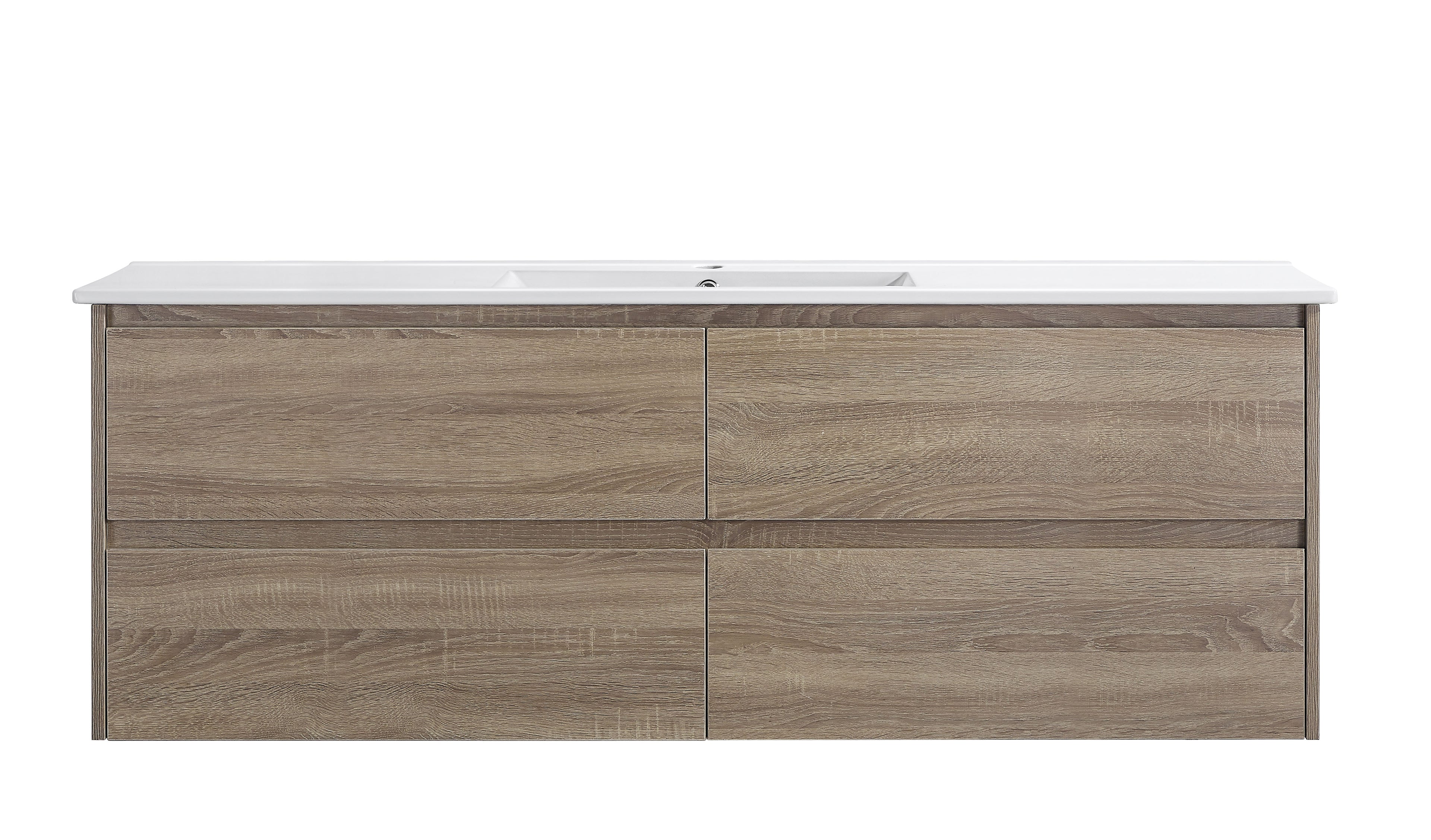 Mina 1500SA1 Wall Hung Vanity 460mm – Timber Look Melamine Finish with Soft Close Drawers