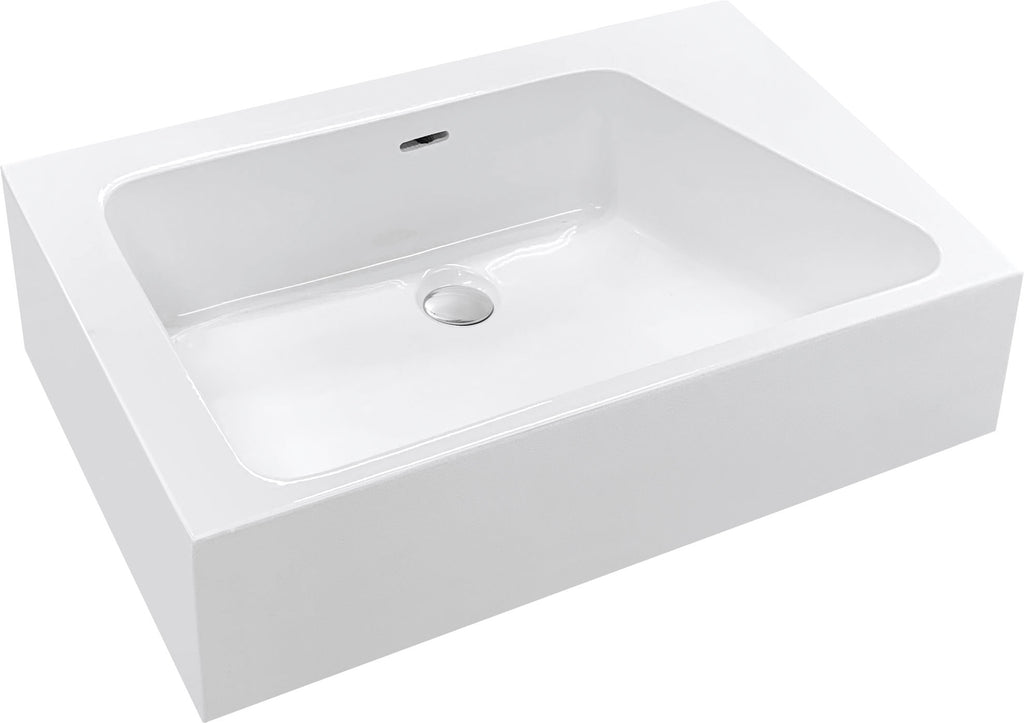 Rectangular Poly Marble Basin – Wall-Mount or Countertop Installation 650mmx400mmx200mm
