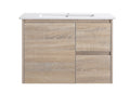Royce 750RA1 Wall Hung Vanity 460mm  – Timber Look Melamine Finish with Soft Close Drawers