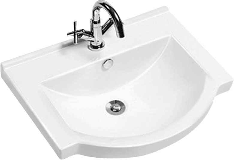Semi-Recessed Vanity Top – Ceramic Slimline Basin with Mini Thick Edge 600mmx480mmx200mm