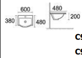 Semi-Recessed Vanity Top – Ceramic Slimline Basin with Mini Thick Edge 600mmx480mmx200mm