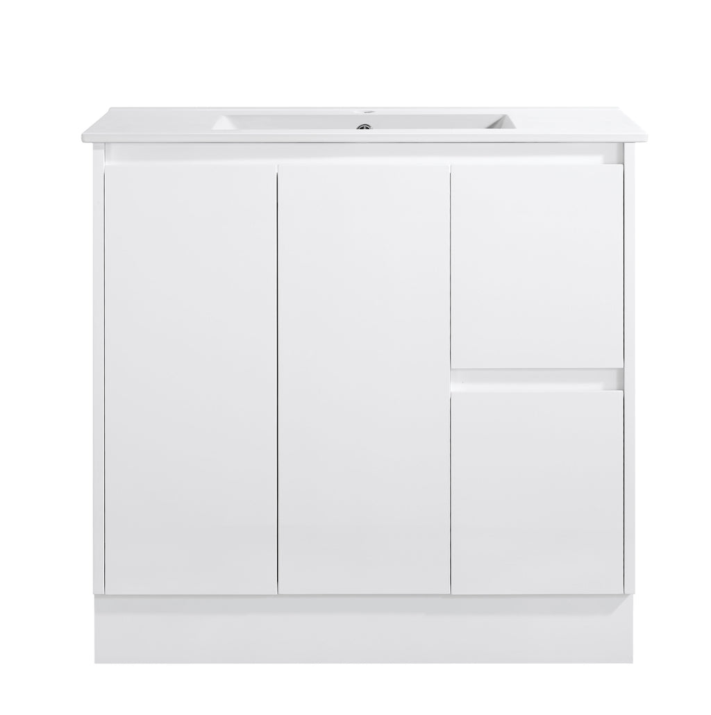 Sierra 900mm Freestanding Vanity with Drawers White Right Hand Draw