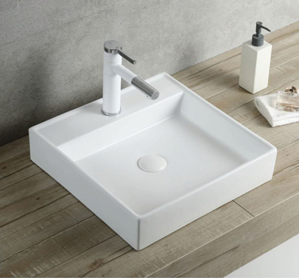 Square Ceramic Countertop Basin – 440mmx440mmx100mm