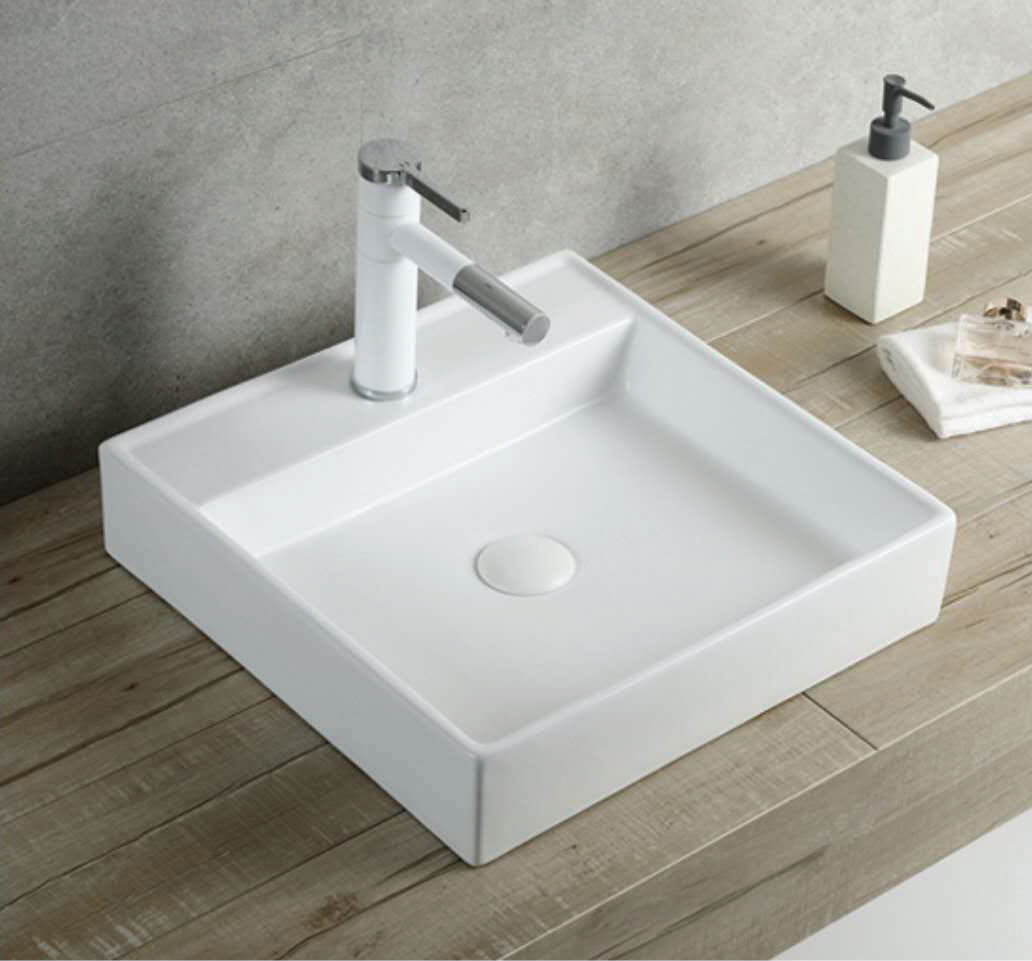 Square Ceramic Countertop Basin – 440mmx440mmx100mm