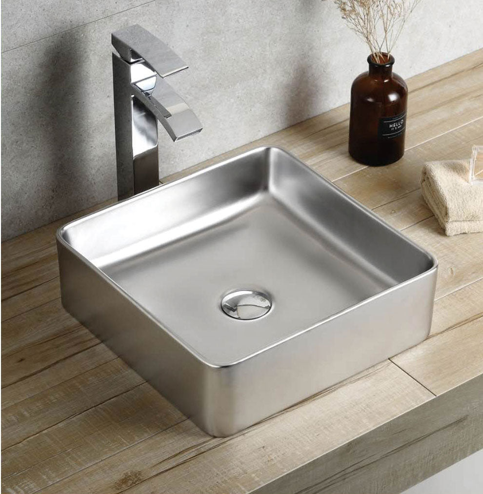 Square Countertop Ceramic Basin – Matte Finish 370mmx370mmx120mm